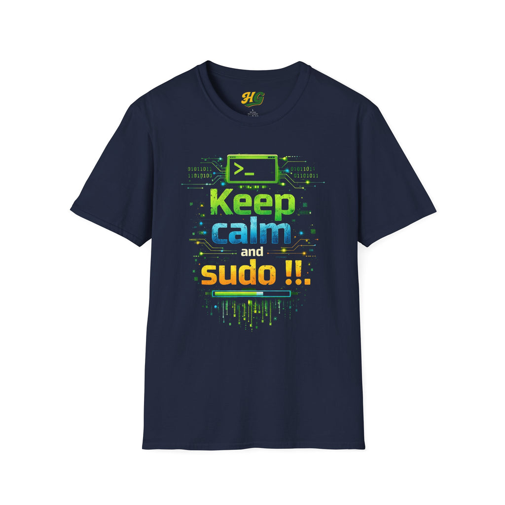 Keep Calm and sudo!! Funny Programmer Linux T-Shirt | Sysadmin Developer Geek Tee