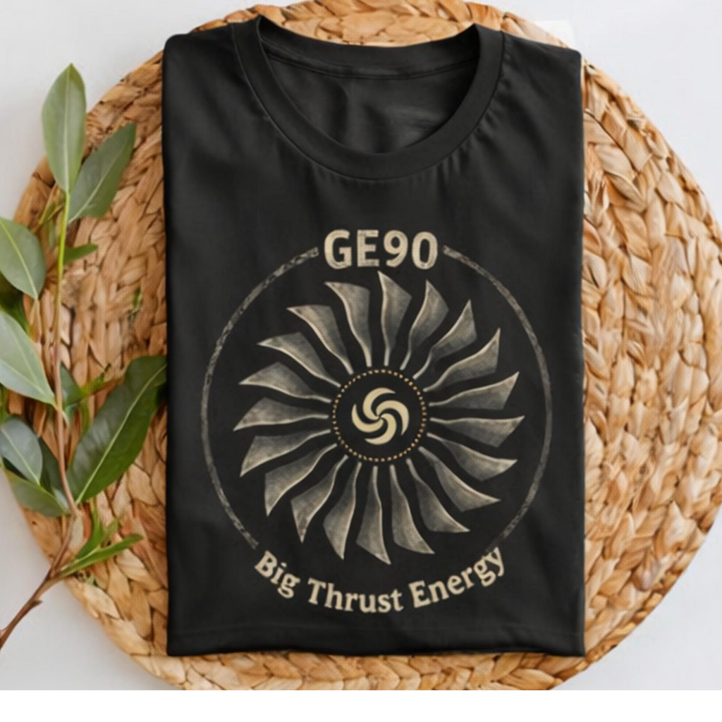 GE90 Engine Fan Blade T-shirt for Airplane Geeks (with text)
